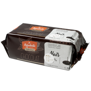 CHOCOLAT COUVERTURE riche aiguebelle 72% cacao 1.5kg noir